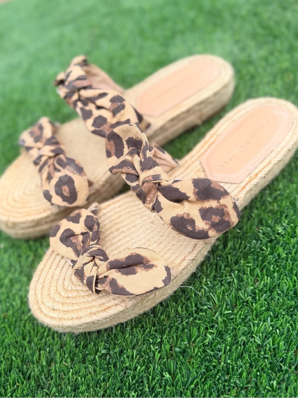 Loeffler Randall Leopard Print Bow Espadrille Slides - Tan & Brown - Picture 3 of 6